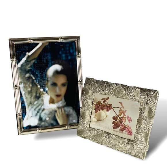 TWO BEAUTIFUL SILVER PHOTO PICTURE FRAMES BUNDLE Like New! - Picture 1 of 12